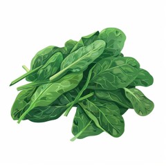 Canvas Print - Fried spinach leaves, Flat illustration, simple white background