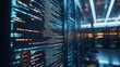 © LeilaT - Lines of code displayed on computer screens in a data center, used for troubleshooting and upgrading hardware, with close-up views of scripts running on PC monitors among server racks.