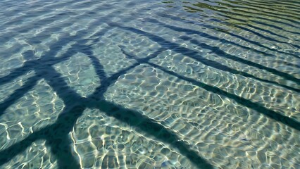 Aqua shadows and sunlight background beach, open seas and ocean side tropical weather landscape