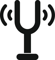 Poster - this simple icon depicts a tuning fork emitting sound waves, perfect for representing music, acousti