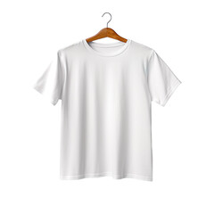 Blank White T-shirt In Hanger isolated on transparent and white background