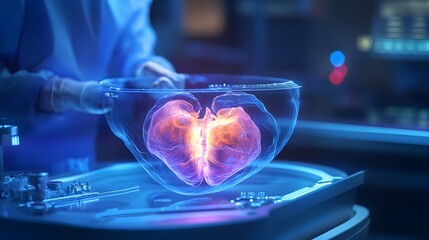 Poster - Holographic Visualization of the Human Appendix During a Medical Procedure   A digital 3D showcasing the use of advanced holographic technology in medical education training and surgical planning