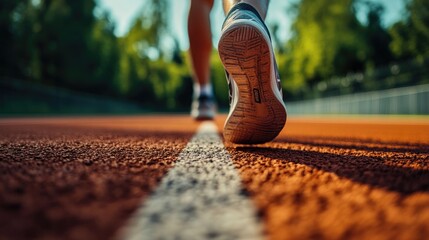 Sticker - A close-up of a runner's foot on a track, emphasizing motion and athleticism.