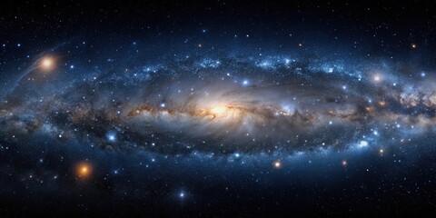 Wall Mural - black night sky full of stars and galaxies in outer space, wide-angle view