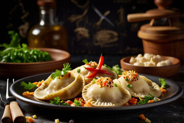 Traditional Polish Pierogi Dumplings with Savory Filling