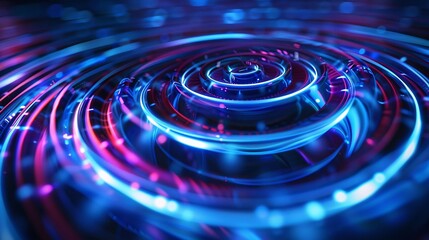 Wall Mural - Abstract Neon Blue and Pink Circular Pattern