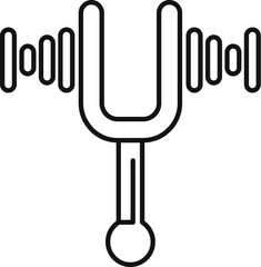 Poster - Tuning fork making sound waves, simple icon of a musical instrument used for tuning