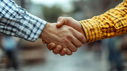 Wall Mural - Two hands shaking in a gesture of agreement or partnership.