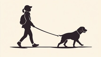  an icon depicting a person walking a dog without a leash despite having one