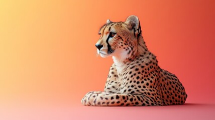 Soft gradient background, a cheetah set against a smooth gradient backdrop, with subtle lighting to enhance its sleek and fast-moving nature.