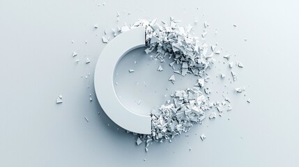 Poster - interest rate symbol breaking apart as it descends, symbolizing financial uncertainty