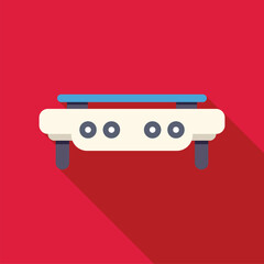 Poster - Electric cooker with four burners switching on for cooking, kitchen appliance, modern stove top view flat vector illustration