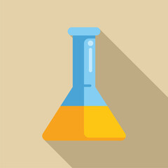 Poster - Conical flask containing a yellow chemical substance casting a long shadow to the right