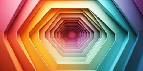 Wall Mural - Abstract colorful octagon tunnel with depth.