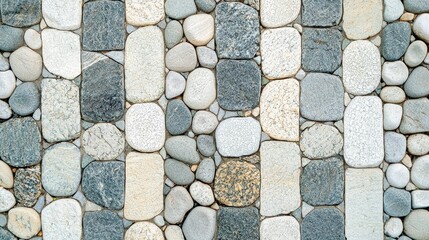 Poster - Stone Pathway Background  Cobblestone Texture  Natural Stone  Gray and White Stones