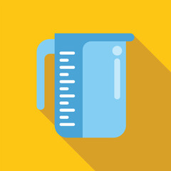 Poster - Blue measuring cup showing measuring scale icon on yellow background