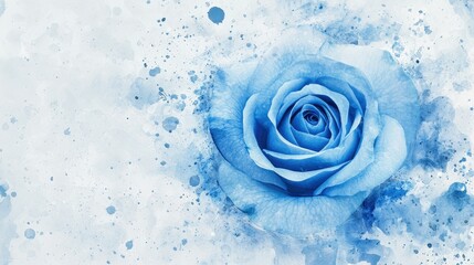 Canvas Print - Blue Watercolor Rose Flower Abstract Background