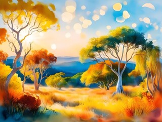 Wall Mural - Australian Outback Landscape Painting
