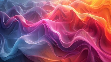 Wall Mural - Abstract Wavy Pattern in Blue, Pink, and Orange