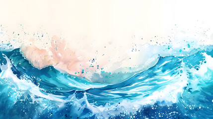 Sticker - Ocean Wave Gradient Watercolor Background