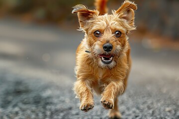 Playful Dog Running Towards Camera