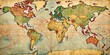 © Sandra - Vintage world map from 1940s wartime era displaying military campaign trajectories, territorial occupations, and strategic Axis and Allied forces' movements during World War II.