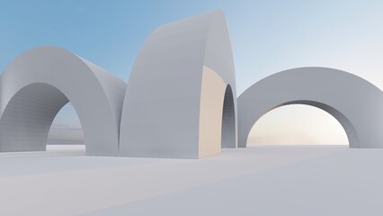 Wall Mural - Abstract architecture background arched interior 3d render