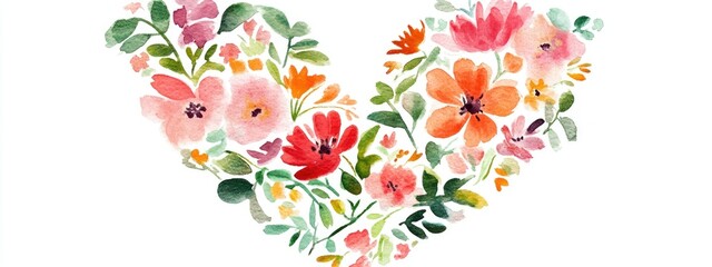 Stunning Watercolor Floral Heart Design for Vibrant Art Prints and Decor