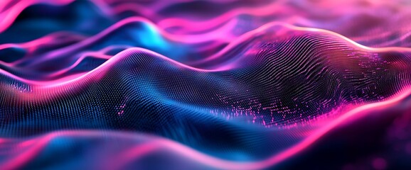 Wall Mural - Abstract neon pink and blue waves background.