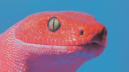 Bright red snake with white teeth