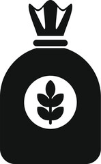 Poster - Black and white icon of a full sack with wheat for baking bread and pastry