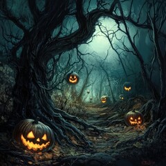 Halloween haunted forest adventure