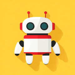 Poster - A sleek flat design icon featuring a futuristic AI robot, perfect for techrelated projects and presentations.