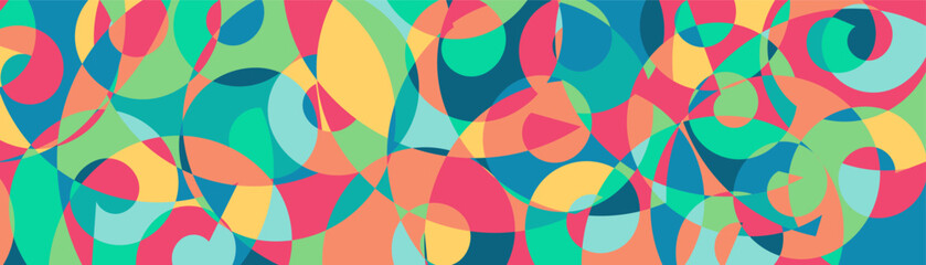 Poster - Abstract geometric pattern with colorful spiral shapes. Fun colorful abstract backdrop illustration. Random colors.