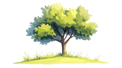 Sticker - Colorful handdrawn tree illustration in a playful toon style, perfect for digital art and compositions on a clean background.