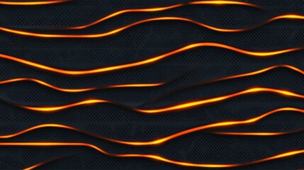 Wall Mural - A sleek black and orange banner featuring a carbon fiber grid design and glowing lines, perfect for techoriented themes.