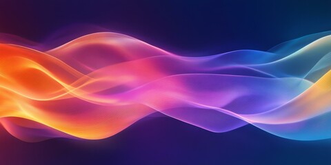 Canvas Print - Abstract colorful glowing waves on dark background.