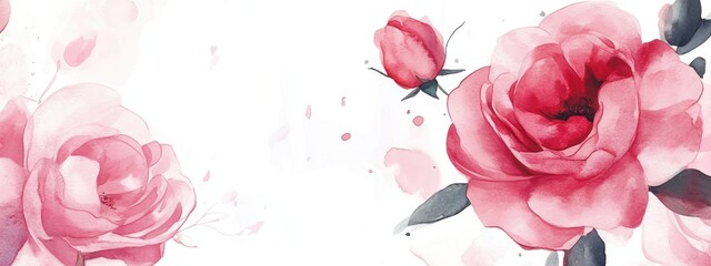 Elegant Watercolor Blossoms: Charming Pink Roses for Modern Home Decor