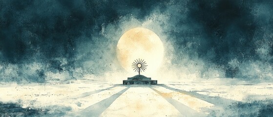 Wall Mural - Moonlit Sundial, Sundial