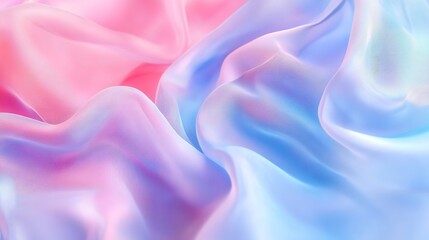 Fototapete - A digitally created abstract featuring soft waves blending pink, blue, and white hues in a flowing, dreamy composition