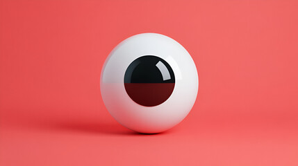 Wall Mural - Abstract 3D Sphere with Black Eye on Red Background