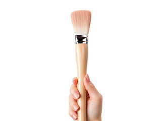 Female hand hold a brush tool isolated on transparent and white background