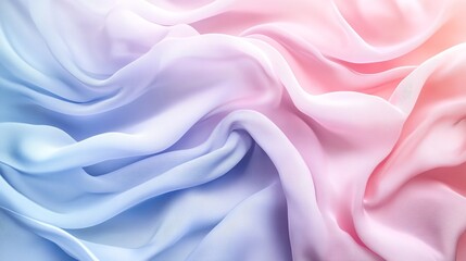Fototapete - A digitally created abstract featuring soft waves blending pink, blue, and white hues in a flowing, dreamy composition