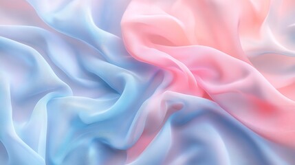 Fototapete - A digitally created abstract featuring soft waves blending pink, blue, and white hues in a flowing, dreamy composition