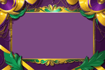 purple green yellow mardi gras theme invitation