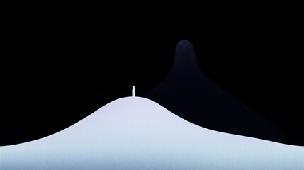 Poster - Minimal art, solitary figure stands on a hill with a massive, ominous shadow casting over them