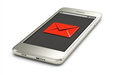 Poster - in this 3d rendering, we see a cellphone or mobile phone with an unread message notification on its 