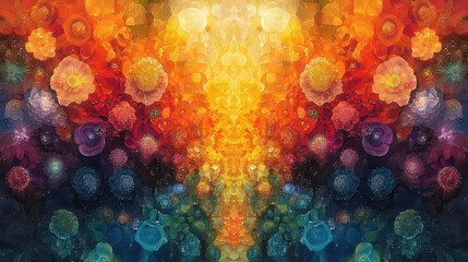 Wall Mural - abstract digital artwork kaleidoscopic patterns vivid color gradients mesmerizing geometric forms wa