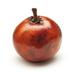 Poster - A single, ripe, brown, glossy fruit with a stem on a white background.