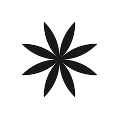 Poster - Flower black shape isolated on white background. Vector